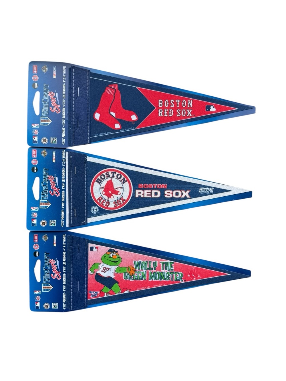 Lot of 3 Wincraft MLB Boston Red Sox 4” x 10” Pennants NWT